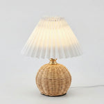 Boho Rattan Pleated Cone Table Lamp