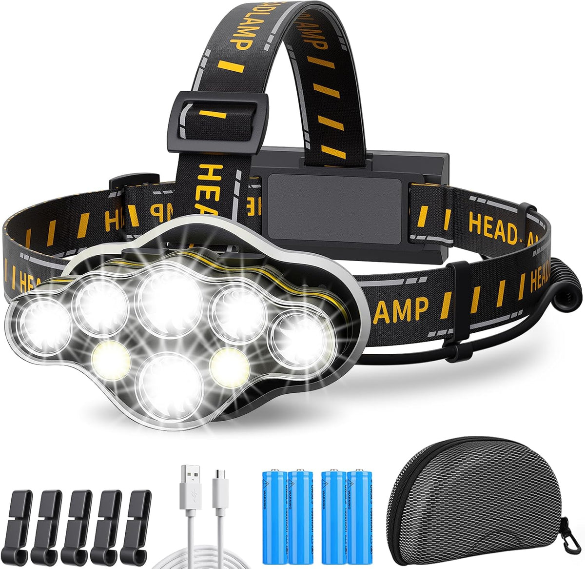 Rechargeable Headlamp, LED Headlamp Flashlight with Motion Sensor, High Lumen Headlamp for Running and Camping
