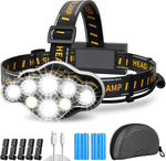 Rechargeable Headlamp, LED Headlamp Flashlight with Motion Sensor, High Lumen Headlamp for Running and Camping