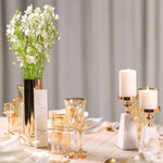 Prysm Candle Holder - Marble with Gold Accent, Modern Pyramid Design