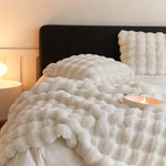 Plush Faux Rabbit Fur Throw Blanket – Double-Layered, Ultra-Soft & Lightweight for Couch, Bed & Travel