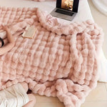 Plush Faux Rabbit Fur Throw Blanket – Double-Layered, Ultra-Soft & Lightweight for Couch, Bed & Travel
