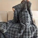 Plush Faux Rabbit Fur Throw Blanket – Double-Layered, Ultra-Soft & Lightweight for Couch, Bed & Travel