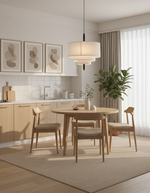 Layered Fabric Chandelier with Wood Accent 3-Light Adjustable Hanging Fixture for Dining Tables & Kitchens Modern Ambient Ceiling Light
