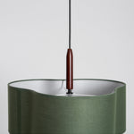 Layered Fabric Chandelier with Wood Accent 3-Light Adjustable Hanging Fixture for Dining Tables & Kitchens Modern Ambient Ceiling Light