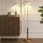 Amber Glass Bedside Lamp with Brass Base 8.6 in Diameter Warm Glow 7W LED Lighting Nightstand Accent for Bedroom Office Contemporary Decorat