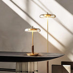 Amber Glass Bedside Lamp with Brass Base 8.6 in Diameter Warm Glow 7W LED Lighting Nightstand Accent for Bedroom Office Contemporary Decorat