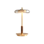 Amber Glass Bedside Lamp with Brass Base 8.6 in Diameter Warm Glow 7W LED Lighting Nightstand Accent for Bedroom Office Contemporary Decorat