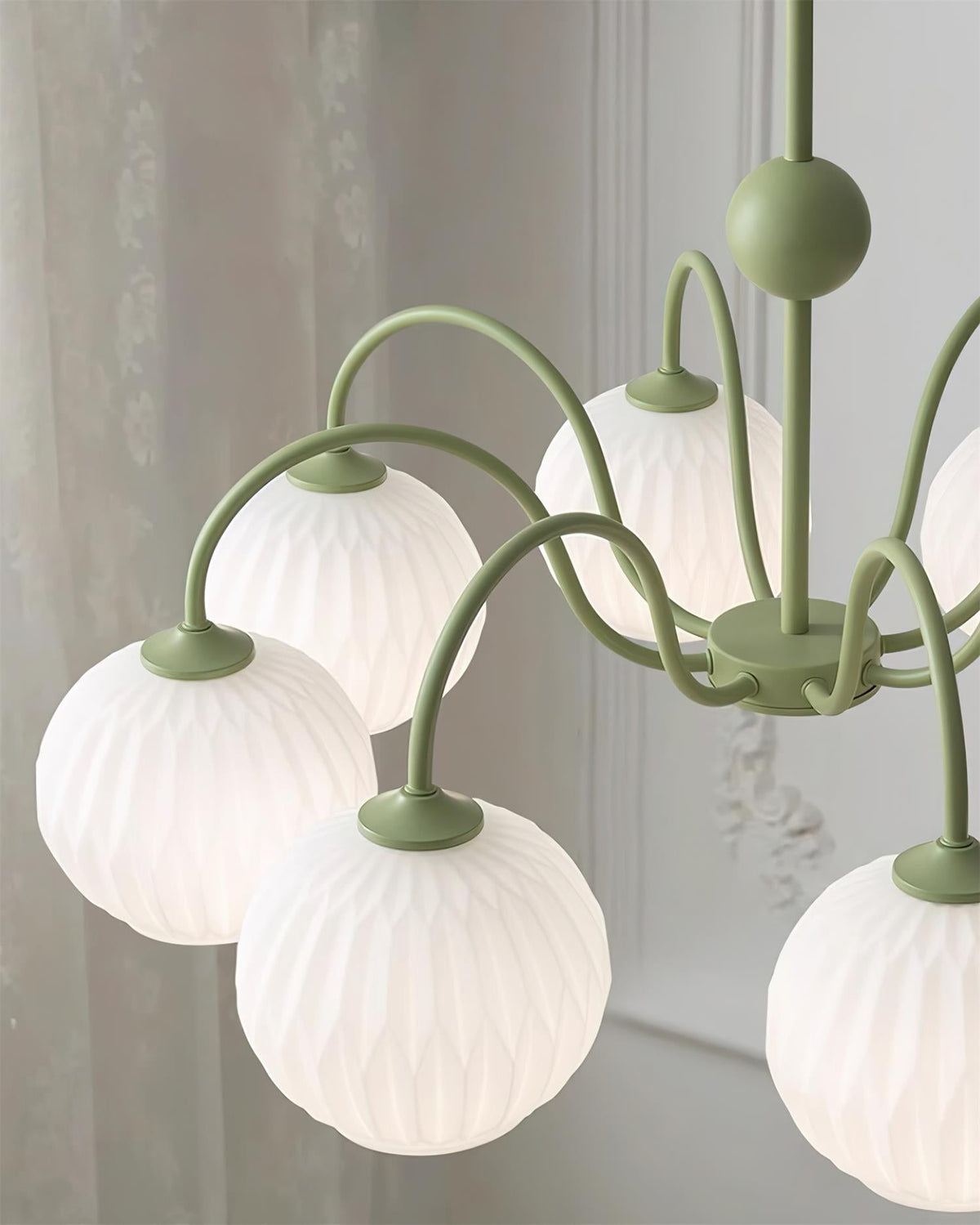 Ribbed Glass Dome Pendant Fixture 26-33 inches Multi-Head Overhead Lighting for Kitchen Dining & Living Areas Adjustable Drop