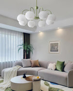 Ribbed Glass Dome Pendant Fixture 26-33 inches Multi-Head Overhead Lighting for Kitchen Dining & Living Areas Adjustable Drop