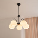Ribbed Glass Dome Pendant Fixture 26-33 inches Multi-Head Overhead Lighting for Kitchen Dining & Living Areas Adjustable Drop