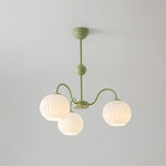 Ribbed Glass Dome Pendant Fixture 26-33 inches Multi-Head Overhead Lighting for Kitchen Dining & Living Areas Adjustable Drop