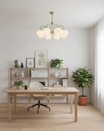Ribbed Glass Dome Pendant Fixture 26-33 inches Multi-Head Overhead Lighting for Kitchen Dining & Living Areas Adjustable Drop