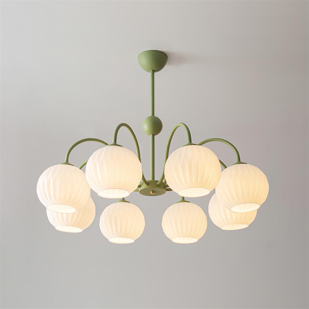 Ribbed Glass Dome Pendant Fixture 26-33 inches Multi-Head Overhead Lighting for Kitchen Dining & Living Areas Adjustable Drop