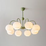 Ribbed Glass Dome Pendant Fixture 26-33 inches Multi-Head Overhead Lighting for Kitchen Dining & Living Areas Adjustable Drop