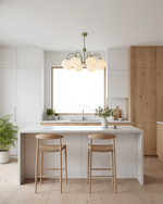 Ribbed Glass Dome Pendant Fixture 26-33 inches Multi-Head Overhead Lighting for Kitchen Dining & Living Areas Adjustable Drop