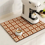 Vintage-Inspired Quick-Dry Kitchen Counter Mat for Coffee Bars, Dish Drying & Sink Areas – Absorbent Non-Slip Rubber Base – Decorative