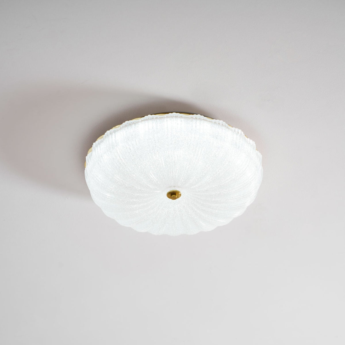 Round Flush Mount LED Ceiling Light Gold Metal Frosted Glass Shade 16 Inch 36W for Bedroom Living Room Kitchen Office Indoor Lighting 3000K