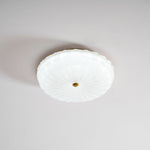 Round Flush Mount LED Ceiling Light Gold Metal Frosted Glass Shade 16 Inch 36W for Bedroom Living Room Kitchen Office Indoor Lighting 3000K