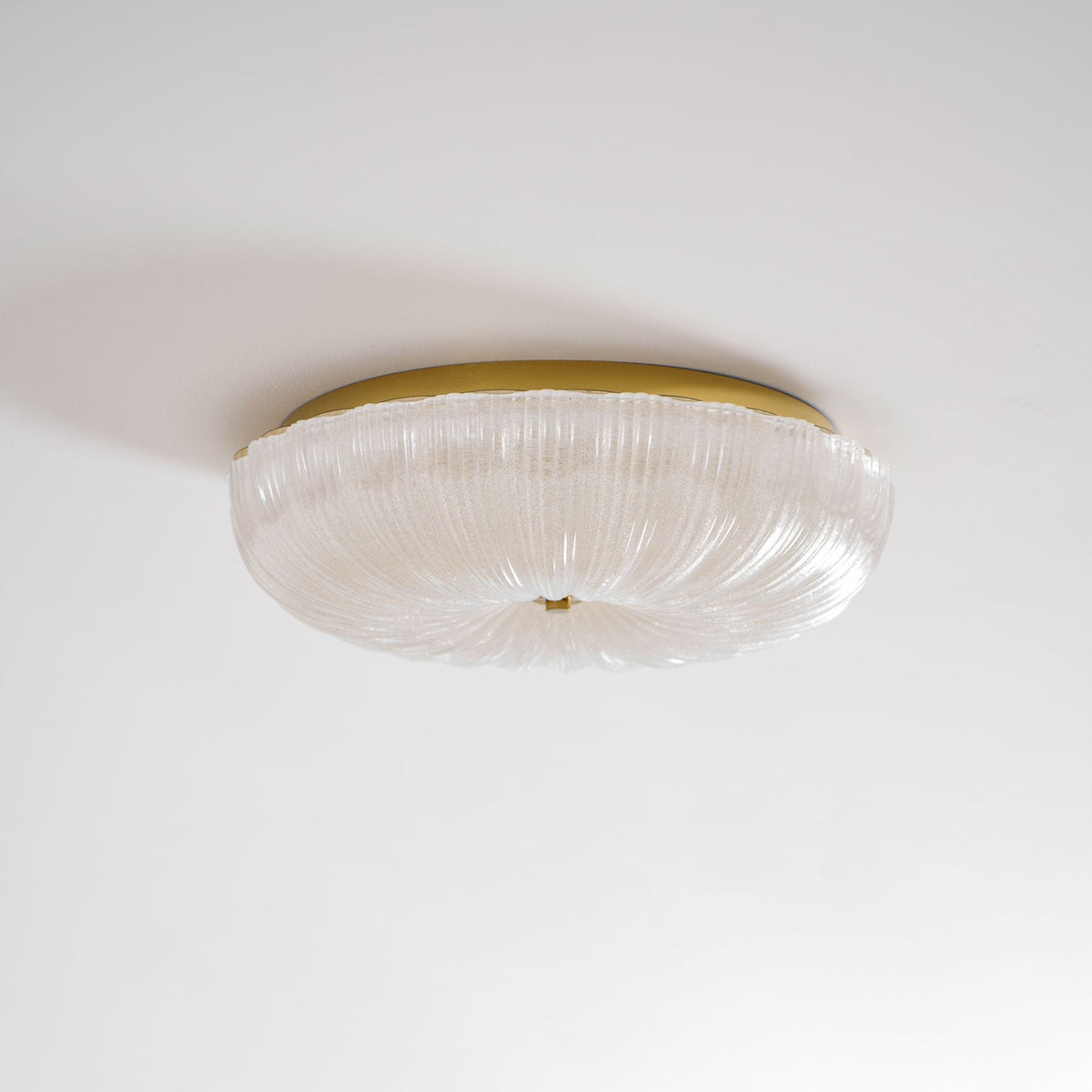 Round Flush Mount LED Ceiling Light Gold Metal Frosted Glass Shade 16 Inch 36W for Bedroom Living Room Kitchen Office Indoor Lighting 3000K