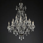 Large Grand Statement Chandelier Crystal Orb Fixture 40 Inch Round Elegant Dining Room Living Room Foyer Multi-Light 25 Bulb Iron Frame
