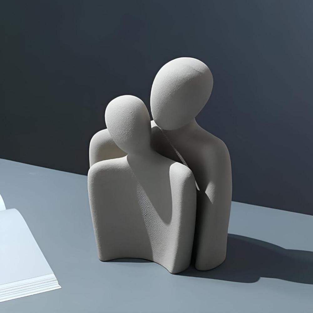 Romara Ceramic Sculpture - Elegant Couple Design, Grey Finish
