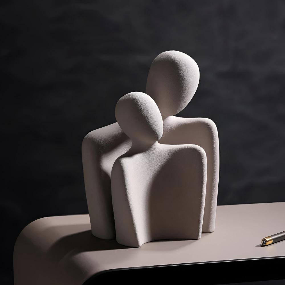 Romara Ceramic Sculpture - Elegant Couple Design, Grey Finish
