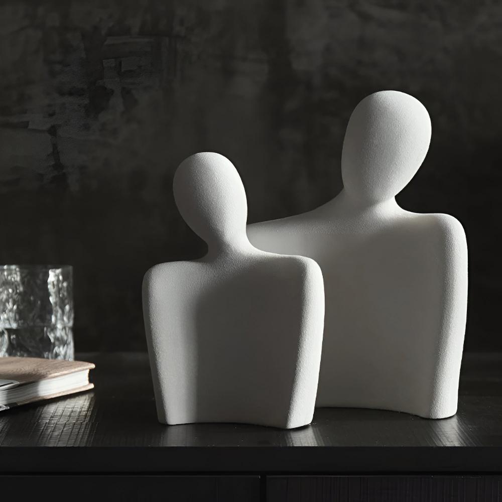 Romara Ceramic Sculpture - Elegant Couple Design, Grey Finish