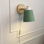 Adjustable Wood & Metal Sconce 7.5 in Yellow Plug-In Task Light for Nightstand Bedrooms Home Office Swivel Arm Accent Lighting