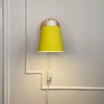 Adjustable Wood & Metal Sconce 7.5 in Yellow Plug-In Task Light for Nightstand Bedrooms Home Office Swivel Arm Accent Lighting