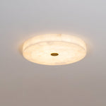 Flush Mount LED Ceiling Light 20 in Round Alabaster Stone Mosaic Pattern for Bedroom Living Room Dining Room Kitchen White Gold Metal Frame