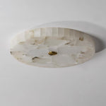 Flush Mount LED Ceiling Light 20 in Round Alabaster Stone Mosaic Pattern for Bedroom Living Room Dining Room Kitchen White Gold Metal Frame
