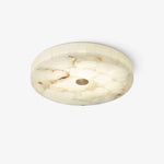 Flush Mount LED Ceiling Light 20 in Round Alabaster Stone Mosaic Pattern for Bedroom Living Room Dining Room Kitchen White Gold Metal Frame