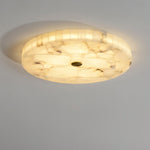 Flush Mount LED Ceiling Light 20 in Round Alabaster Stone Mosaic Pattern for Bedroom Living Room Dining Room Kitchen White Gold Metal Frame