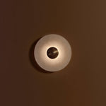 LED Flush Mount Ceiling Light 12 Inch Alabaster Shade Aluminum Frame Dual Install Wall Sconce Contemporary Fixture for Bedroom Hallway Livin