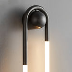 Sculptural Loop Sconce 9W Integrated LED Brass or Black Finish Dimmable Hardwired Fixture for Bedroom Hallway Living Room Contemporary Minim