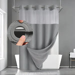 Hookless Shower Curtain with Built-In Snap Liner Waffle Weave Polyester Bathroom Curtain Easy Install No Rings Needed Quick Change Design