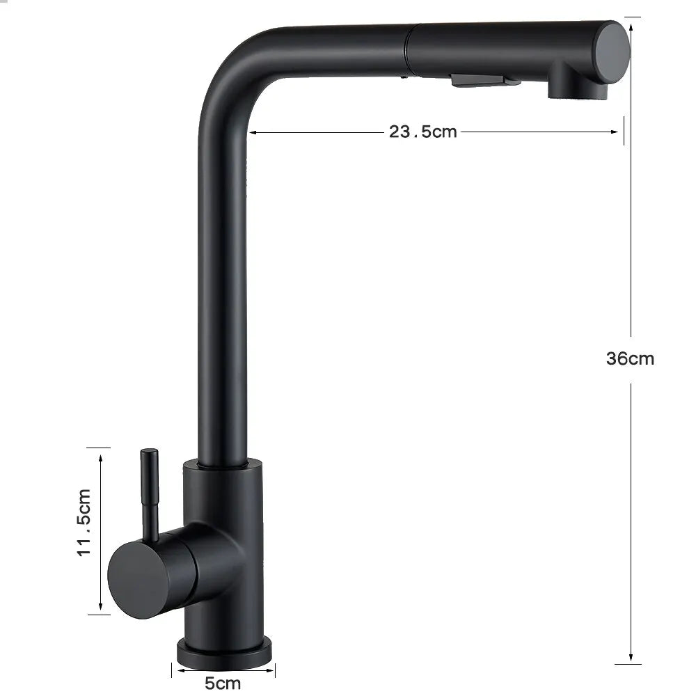 Pull-Down Kitchen Faucet with Dual Spray Modes – Single Handle Stainless Steel Sink Mixer for Hot & Cold Water, Modern Deck Mount Tap