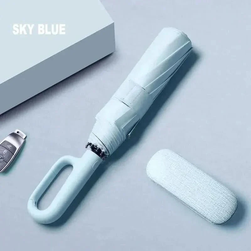 Automatic Open Close Umbrella Windproof 8-Rib UV Protection Compact Folding Travel
