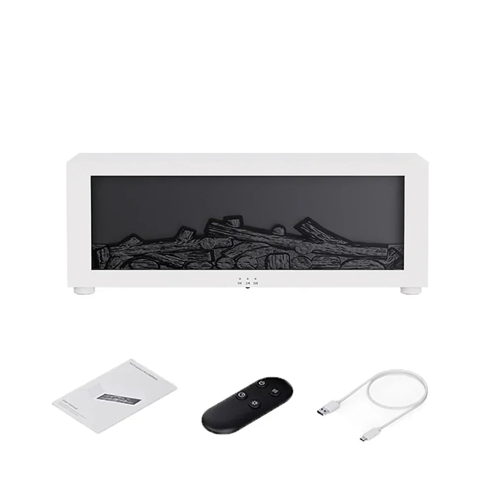Ultrasonic Mist Diffuser with Flame-Effect LED Light and Remote Control for Desktop, Bedroom, and Office