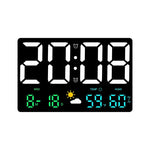 LED Alarm Clock with Weather Display 9.8 inch Temperature Humidity Monitor Remote Control Desk Wall Mount Digital Clock for Bedroom Office H