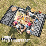 Woven Reversible Patio Mat with Braided Plastic Construction for Decks, Balconies & Camping | Weather-Resistant Geometric Floor Covering