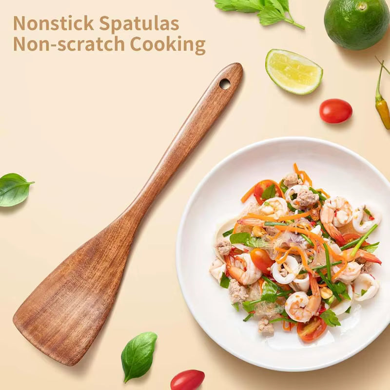 Durable Wooden Cooking Utensil Set for Non Stick Pans