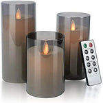 Battery-Operated LED Pillar Candles with Remote Timer Set of 3 Ivory Polypropylene 4-6 Inch Realistic Flicker Indoor Decor for Dining Room B