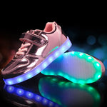 Kids LED Sneakers with Hook-and-Loop Strap – Light-Up Shoes for Boys & Girls | Athletic Footwear with Flashing Lights