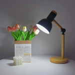Swivel Wood Task Lamp with Metal Shade for Desks & Nightstands – E27 Socket Adjustable Reading Light