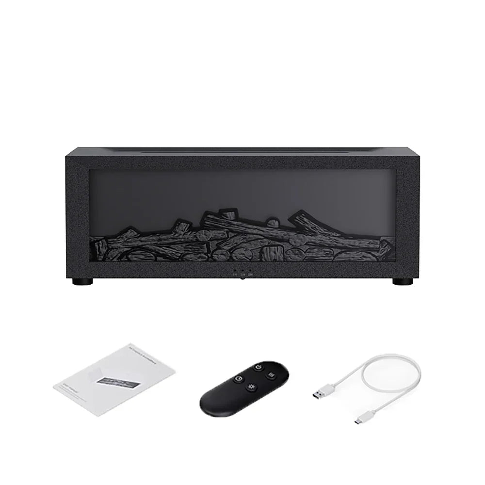 Ultrasonic Mist Diffuser with Flame-Effect LED Light and Remote Control for Desktop, Bedroom, and Office