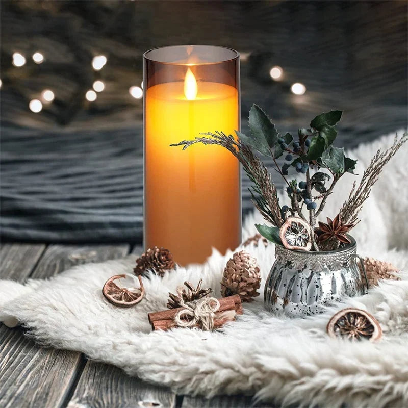 Battery-Operated LED Pillar Candles with Remote Timer Set of 3 Ivory Polypropylene 4-6 Inch Realistic Flicker Indoor Decor for Dining Room B