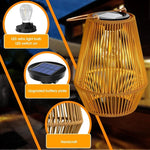 Solar Hanging Lantern Woven Wicker Style 8in Weatherproof LED Light for Patio Garden Balcony Porch Outdoor Spaces Cordless Automatic Dusk Da