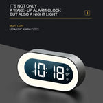 Digital LED Clock Rechargeable USB Bedside Wake-Up Timer with Calming Sounds & Adjustable Nightlight for Bedroom Travel Home Office